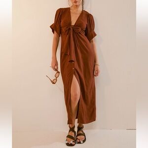 Free People “Vintage summer” midi dress brown